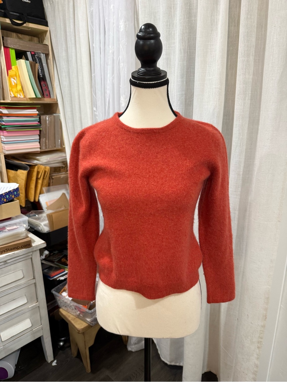 Women's Cozy Crewneck Sweater in Burnt Orange
